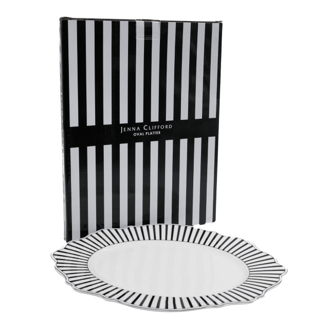 Jenna Clifford Ivory Noir Oval Platter, 35cm packaging