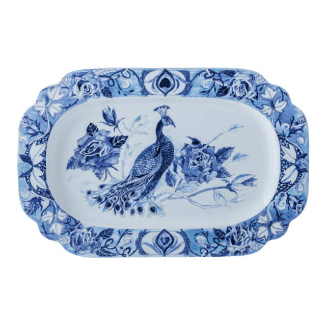 Jenna Clifford Peacock Saphire Garden Oval Platter, 38.5cm
