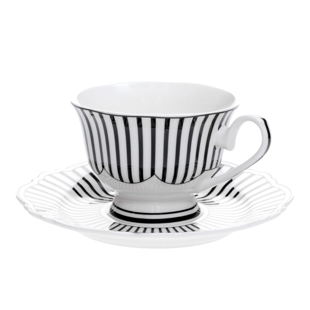 Jenna Clifford Ivory Noir Cup & Saucers, Set of 4 angle