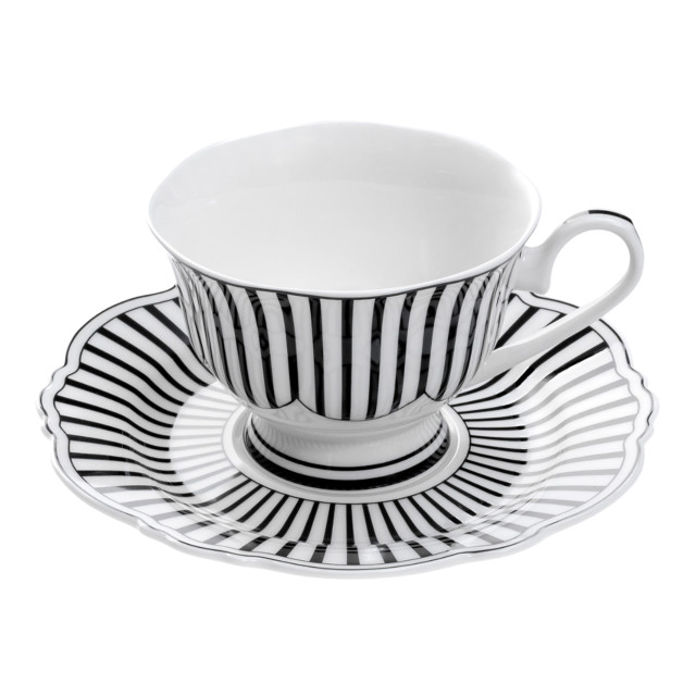 Jenna Clifford Ivory Noir Cup & Saucers, Set of 4