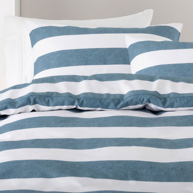Linen House Denim Sydney Duvet Cover Set - Double detail on the bed