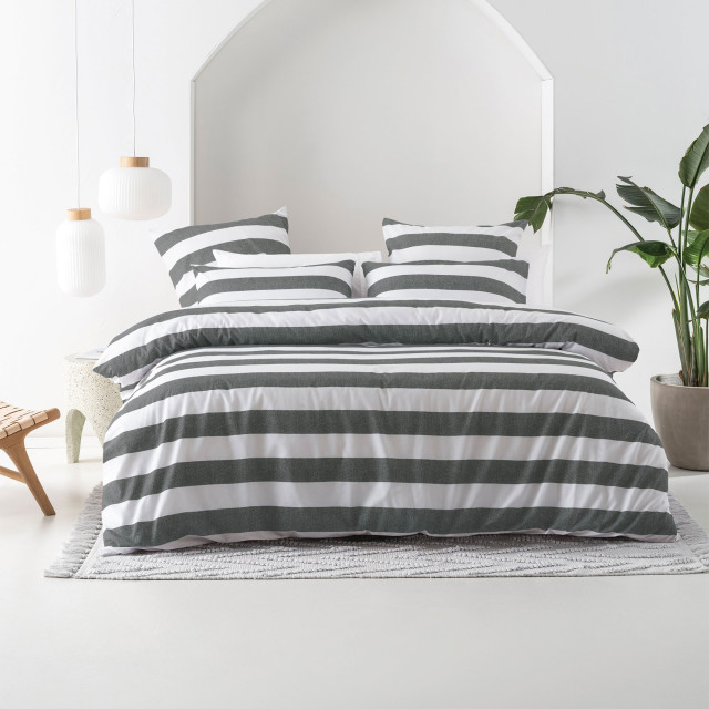 Linen House Carbon Sydney Duvet Cover Set - Queen