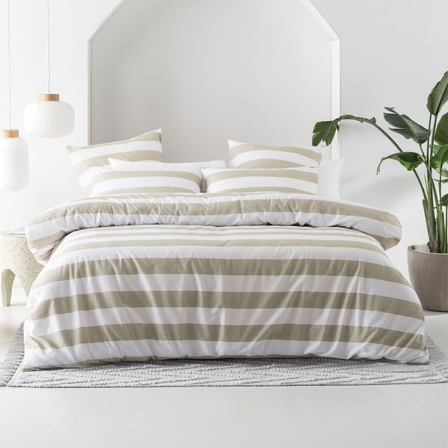 Linen House Stone Sydney Duvet Cover Set - Queen