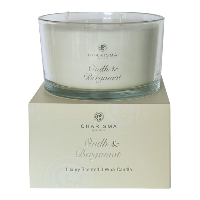 Charisma Candles Oudh & Bergamot Classic Luxury Scented 3-Wick Candle, 600g