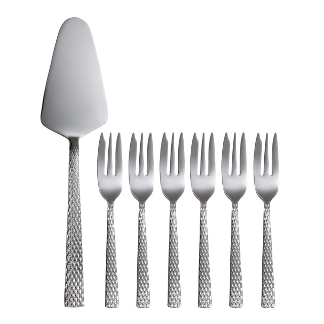 Maxwell & Williams Diamonds Stainless Steel Cake Server & Fork Set, 7-Piece