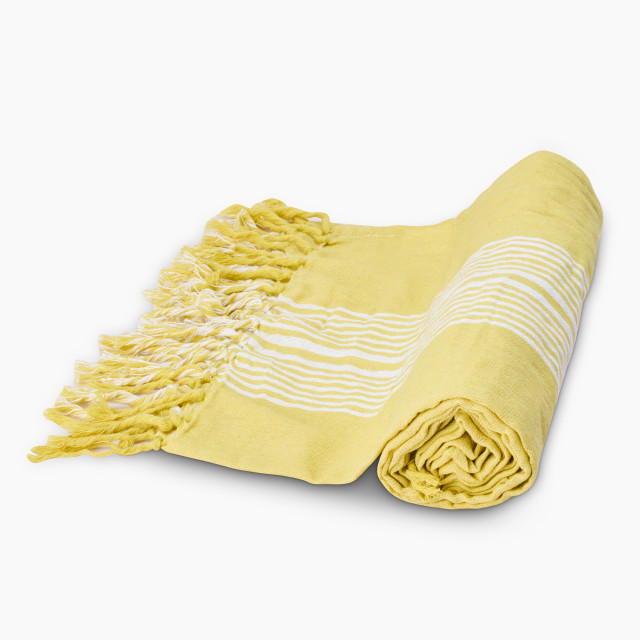Thread Office Pale Yellow Stripe Throw, 140cm x 180cm