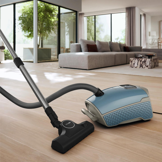 Miele Guard L1 Nordic Blue Premium Bagged Cylinder Vacuum Cleaner, 890W in the living room