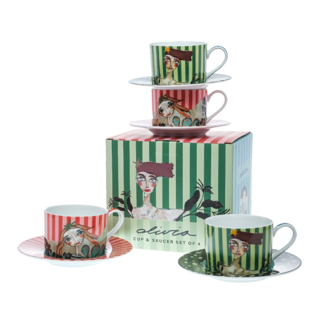 Olivia Princess Porcelain Cups & Saucers, Set of 4 packaging