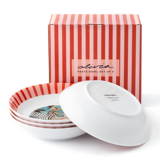 Olivia Princess Porcelain Pasta Bowls, Set of 4 packaging