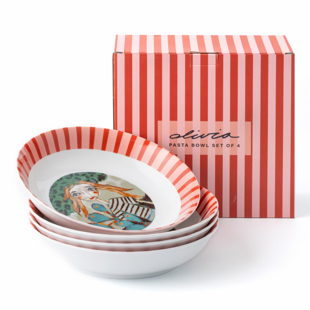Olivia Princess Porcelain Pasta Bowls, Set of 4 packaging