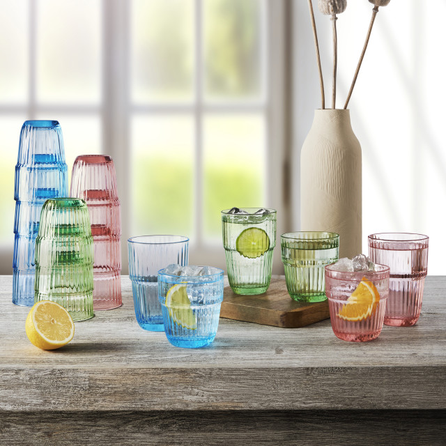 Bormioli Rocco Barshine Mint Tumblers, Set of 6 - 380ml with other glasses