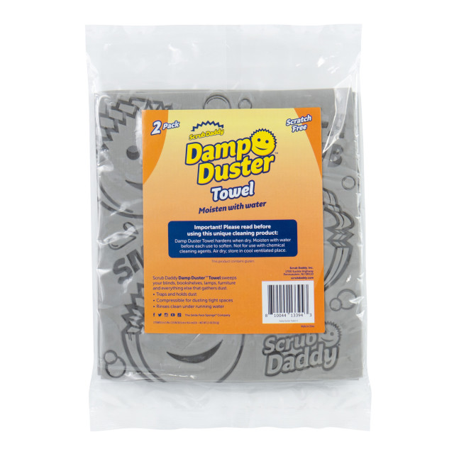 Scrub Daddy Silver Damp Duster Towel, Pack of 2 packaging