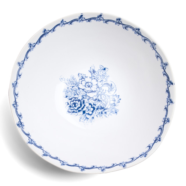 Mervyn Gers Provencal Glazed Stoneware Wide Lip Bowl, 18.5cm - Blue Top Down