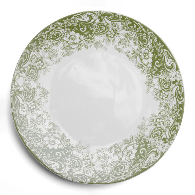 Mervyn Gers Provencal Glazed Stoneware Dinner Plate, 28cm - Green Top Down 
