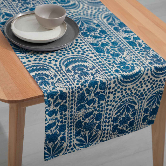 Cara Saven 4 Decor Blue Yonder Table Runner - 6-8 Seater on the table