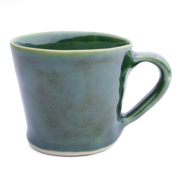 Mervyn Gers Glazed Stoneware Short Flare Mug, 250ml - Fig Green