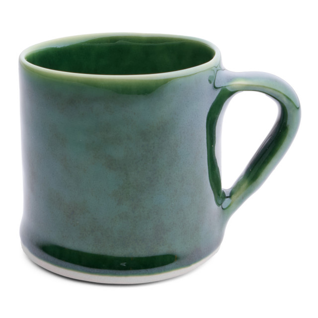 Mervyn Gers Glazed Stoneware Short Wide Mug, 250ml - Fig Green