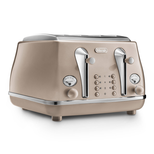 DeLonghi Icona Metallics 4-Slice Toaster, 1800W - Beige angle