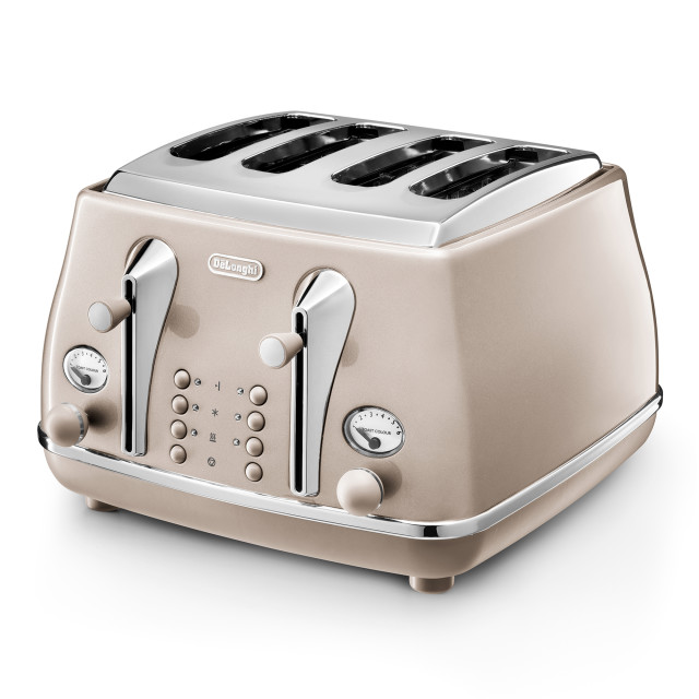 DeLonghi Icona Metallics 4-Slice Toaster, 1800W - Beige