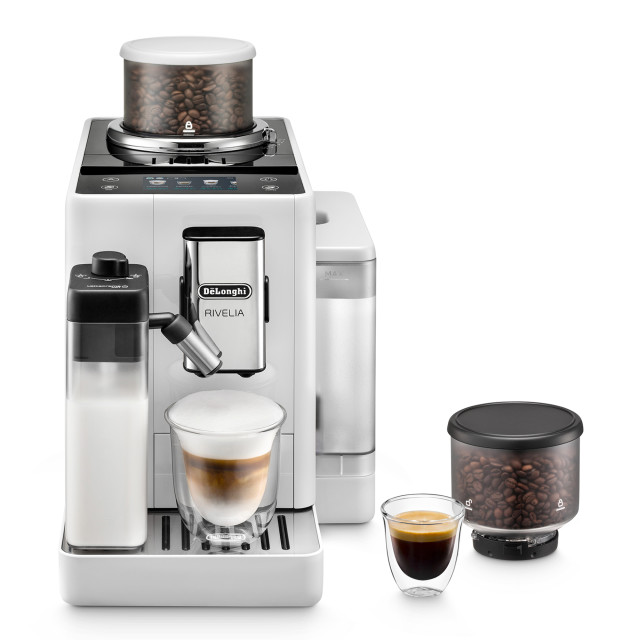 DeLonghi Rivelia Bean to Cup Coffee Machine with Bean Switch - Arctic White