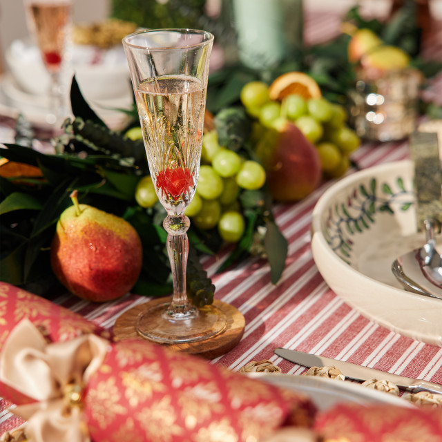 Lyngby Melodia Lead-Free Crystal Champagne Glasses, Set of 4 on a set table