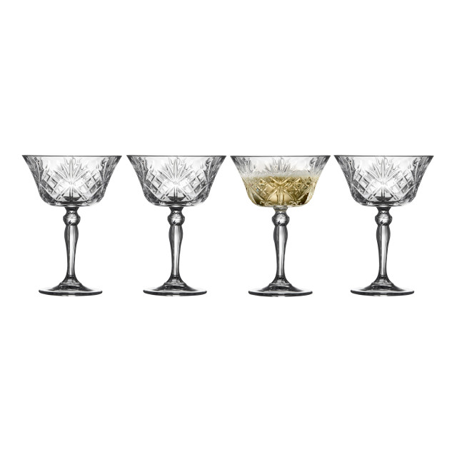 Lyngby Melodia Crystal Champagne Coupe Glasses, Set of 4