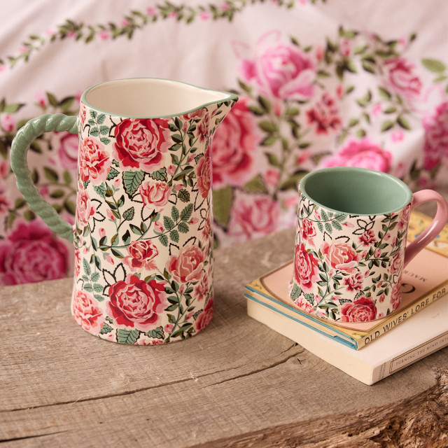 Cath Kidston Dolly Rose White Mollie Mug, 275ml with a pitcher