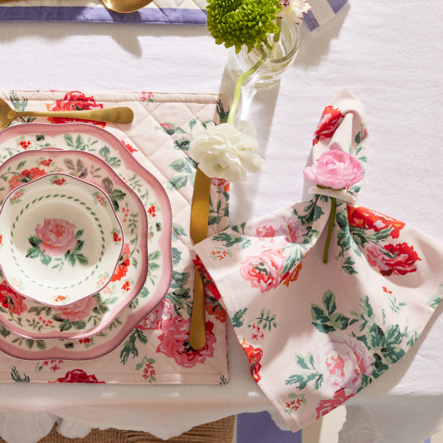 Cath Kidston Archive Rose Napkins, Set of 4 on the dinner table