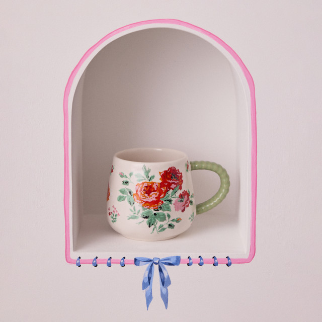 Cath Kidston Archive Rose Twisted Handle Billie Mug, 350ml - Red