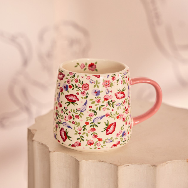Cath Kidston Spring Birds Floral Billie Mug, 340ml on a side table