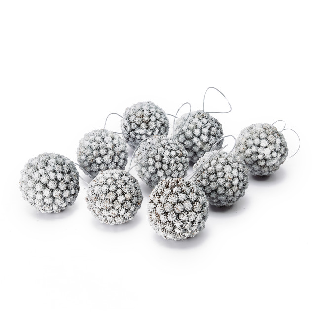 Andrea's Topiaries Seed Balls with Glitter, Set of 9 - White