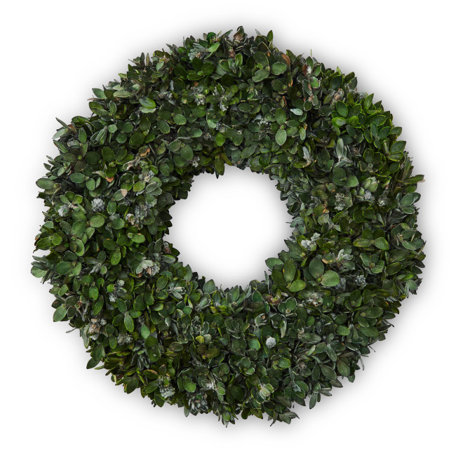 Andrea's Topiaries Buxi Polystyrene Candle Wreath, 24cm - Green top view