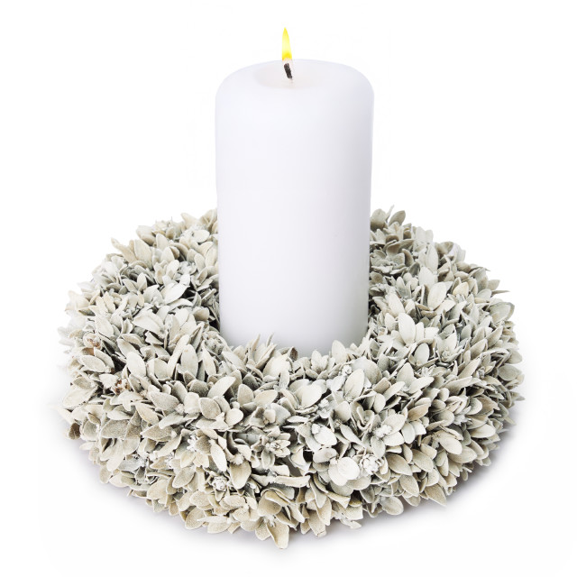 Andrea's Topiaries Buxi Polystyrene Candle Wreath, 24cm - White