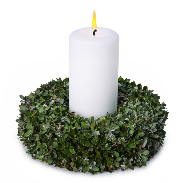 Andrea's Topiaries Buxi Polystyrene Candle Wreath, 24cm - Green