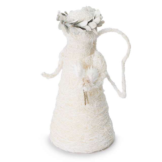 Andrea's Topiaries Angels Coir, 18cm - White side view