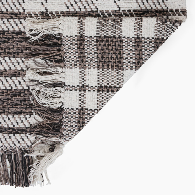 Thread Office Monochrome Check Woven Area Rug, 160cm x 230cm close up