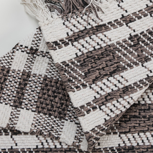 Thread Office Monochrome Check Woven Area Rug, 160cm x 230cm close up