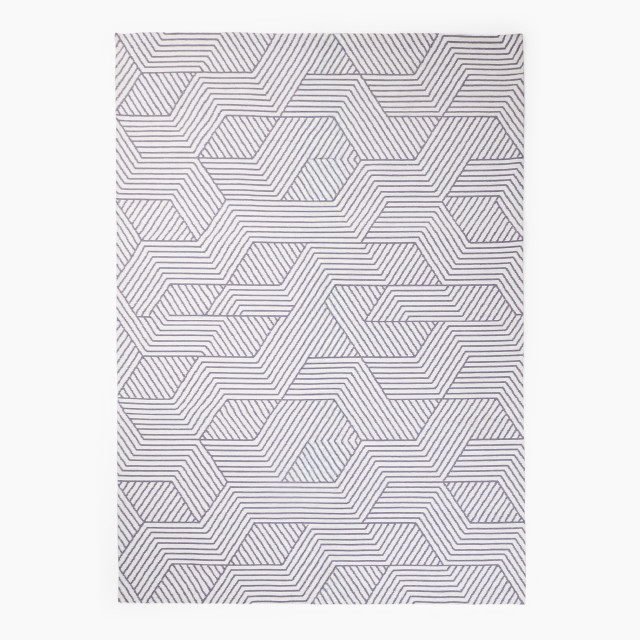Thread Office Black Lino Jacquard Chenille Area Rug, 160cm x 230cm