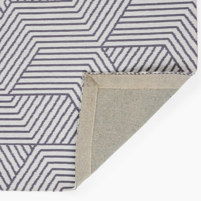 Thread Office Black Lino Jacquard Chenille Area Rug, 160cm x 230cm close up