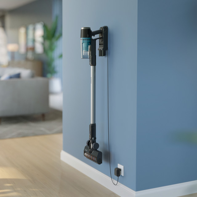 Philips 3000 Series Cordless Stick Vacuum hung on the wall