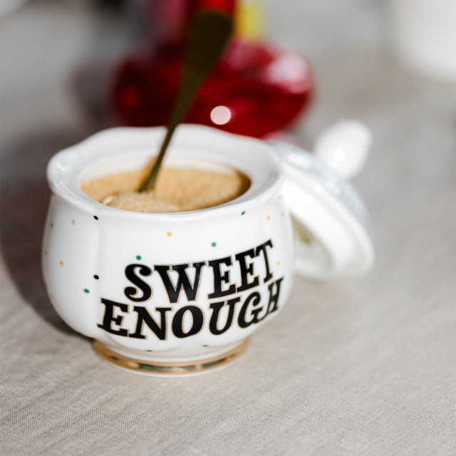Yvonne Ellen Boozy Sweet Enough Sugar Bowl, 200ml with sugar on the table