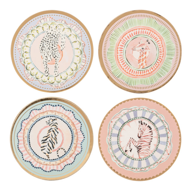 Yvonne Ellen Round Cork Back Coasters, Set of 4