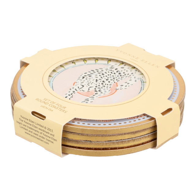 Yvonne Ellen Round Cork Back Coasters, Set of 4 packaging