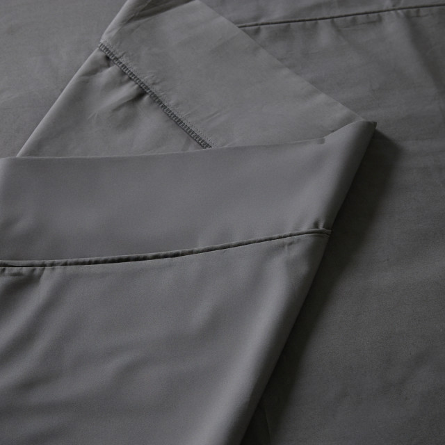 Thread Office Charcoal Percale Weave Flat Sheet, 400 Thread Count - Double/Queen