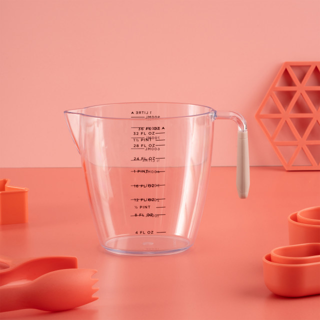 Fusion Twist Measuring Jug, 1L - Grey on the kitchen counter