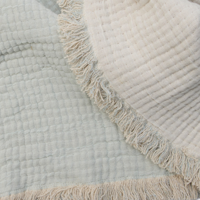 Thread Office Seafoam Reversible Woven Fringe Throw, 180cm x 200cm