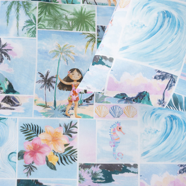 Linen House Squiggles Palm Paradise Duvet Cover Set - Double detail on the bed