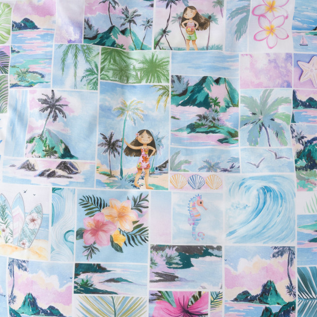 Linen House Squiggles Palm Paradise Duvet Cover Set - Double detail on the bed