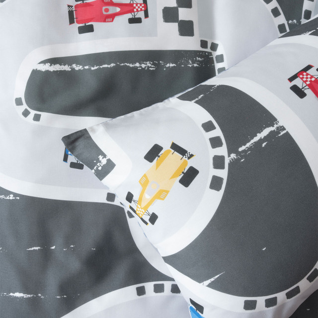 Linen House Squiggles Speed Racer Duvet Cover Set - Double detail on the bed