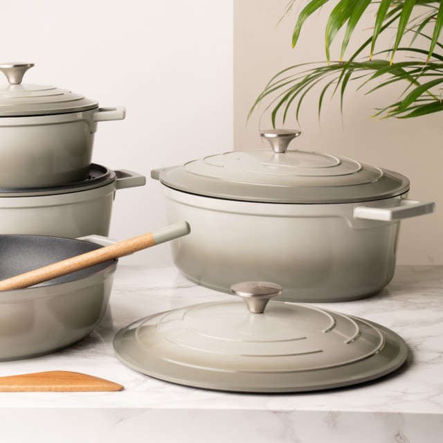 Mary Berry At Home Cast Aluminium Oval Casserole Dish with other pots